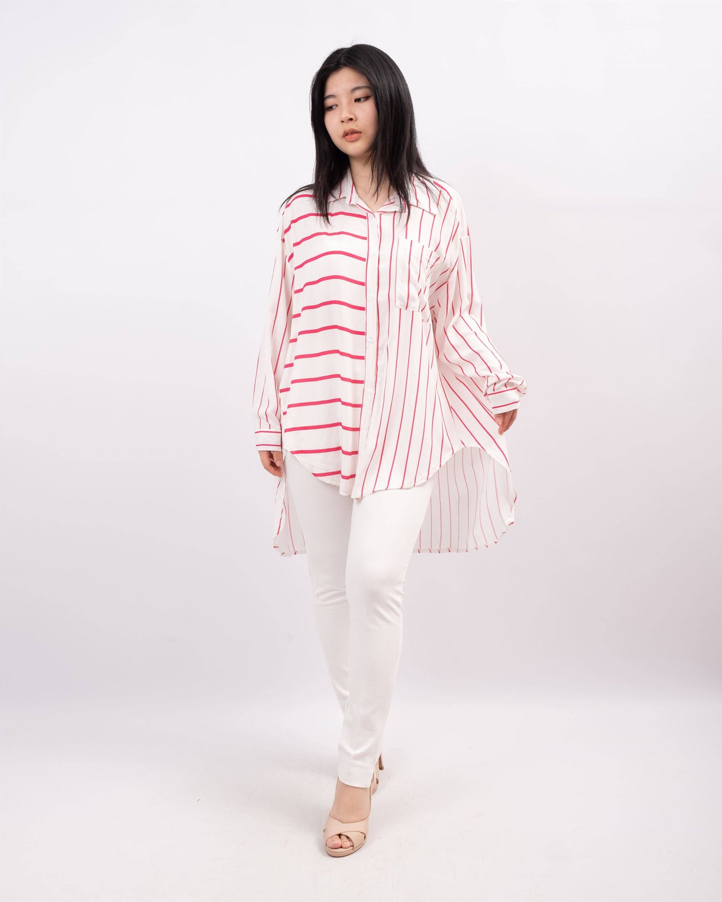 Chemise en viscose avec rayures colorés 1495679