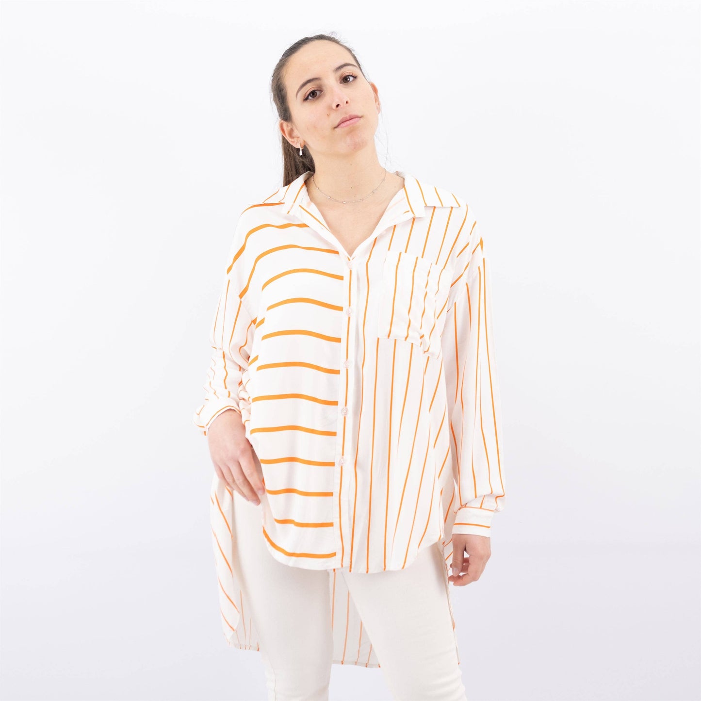 Chemise en viscose avec rayures colorés 1495679