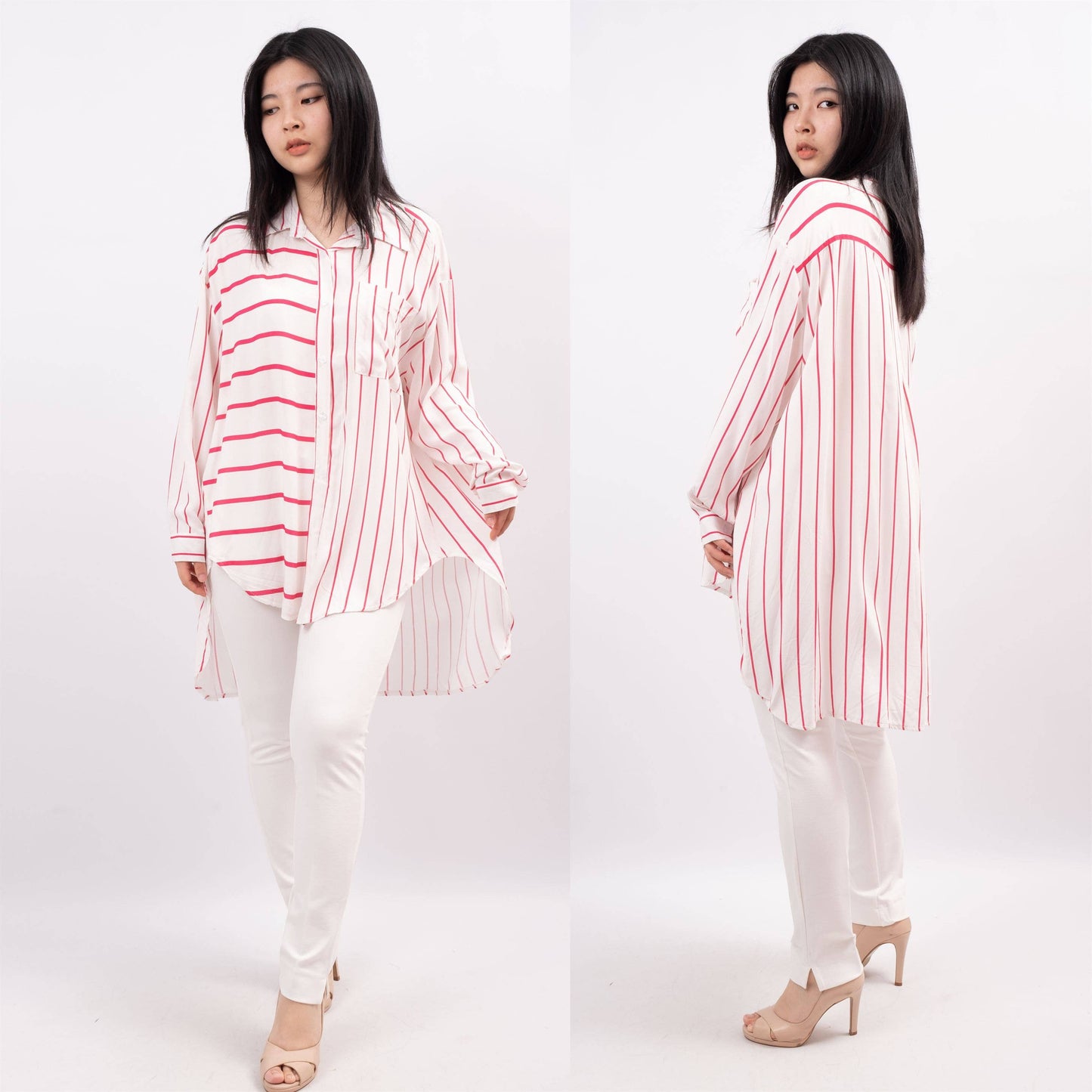 Chemise en viscose avec rayures colorés 1495679